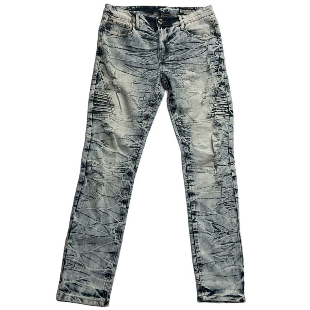 Southpole South Pole Mens Acid Stacked Moto Jeans Y2K Sz 32 x 32 Distressed